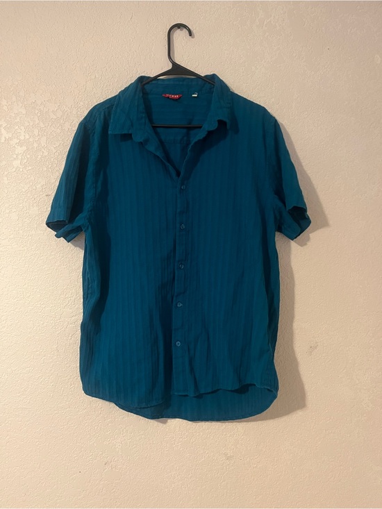 Guess Other - Guess Men's Teal Short-Sleeve Button-Down Shirt
